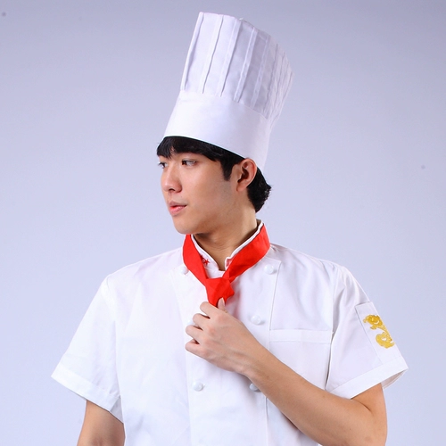 Шляпа шеф -повар мужчина старший рабочая шляпа белая квадратная шляпа с высокой шляп