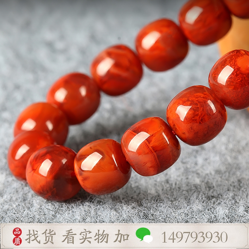 凉山南红玛瑙手串：柿子红火焰纹牛血红，天然美饰引领潮流🔥-手饰-淘宝百科网
