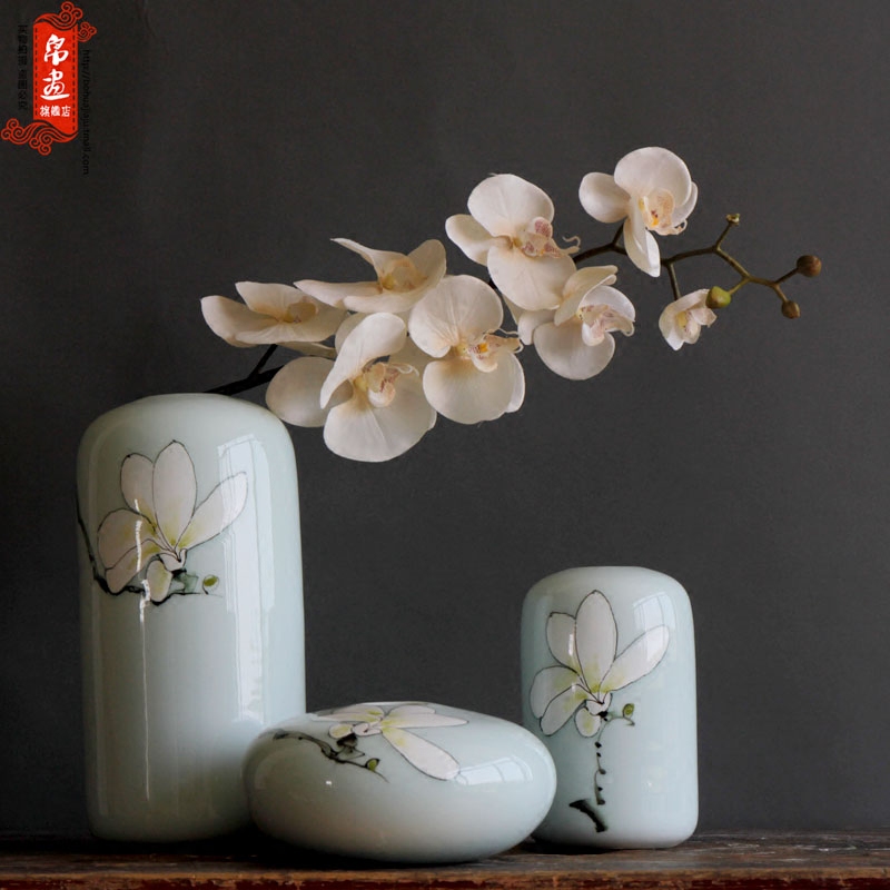 Jingdezhen ceramic vase furnishing articles dried flowers, flowers, flower arrangement sitting room porch between new Chinese style household decoration decoration plate