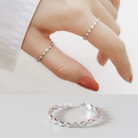 S925 sterling bạc nhẫn nữ dòng Nhật Bản và Hàn Quốc sóng răng cưa kim cương sáng cá tính hoang dã nhẫn đơn giản trang sức Hàn Quốc nhẫn kim tiền pnj