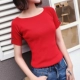 Mùa hè 2018 mới áo len lụa tơ tằm nữ tay ngắn thon ngắn cổ tròn mỏng áo sơ mi trùm đầu áo thun áo khoác len cardigan nữ Vòng cổ áo len