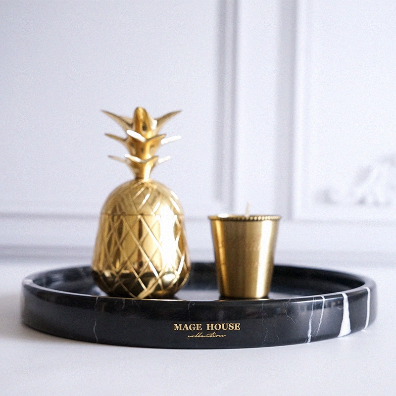 Natural marble debatable round modern European-style western dining-like board room for display cashier's front desk dessert fruit tray