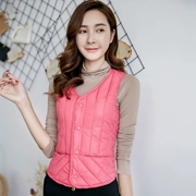 Áo sơ mi nữ quần áo vest nữ ngắn cotton vest vest vai mùa thu và mùa đông quần áo ấm áp của phụ nữ đáy ngựa nhỏ