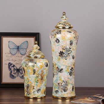 American Country-Style Ceramic Storage Jar, Decorative Piece for Entryway, Tv Cabinet, Simple Decoration, Fresh Jar Vase