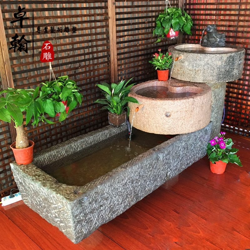 Old Stone Trough Stone Millstone Pig Trough Fish Tank Gold Toad Flow Water View Horse Tank Indoor Bull Tank Fish Yard flower Yard Flower-in-flower Swaying Pieces