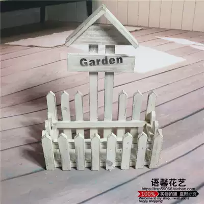 Hanging decoration Hanging basin Flower basin Wall-mounted wooden fence flower basket fleshy basin carbonized anti-corrosion wood flower box Flower rack flower insert