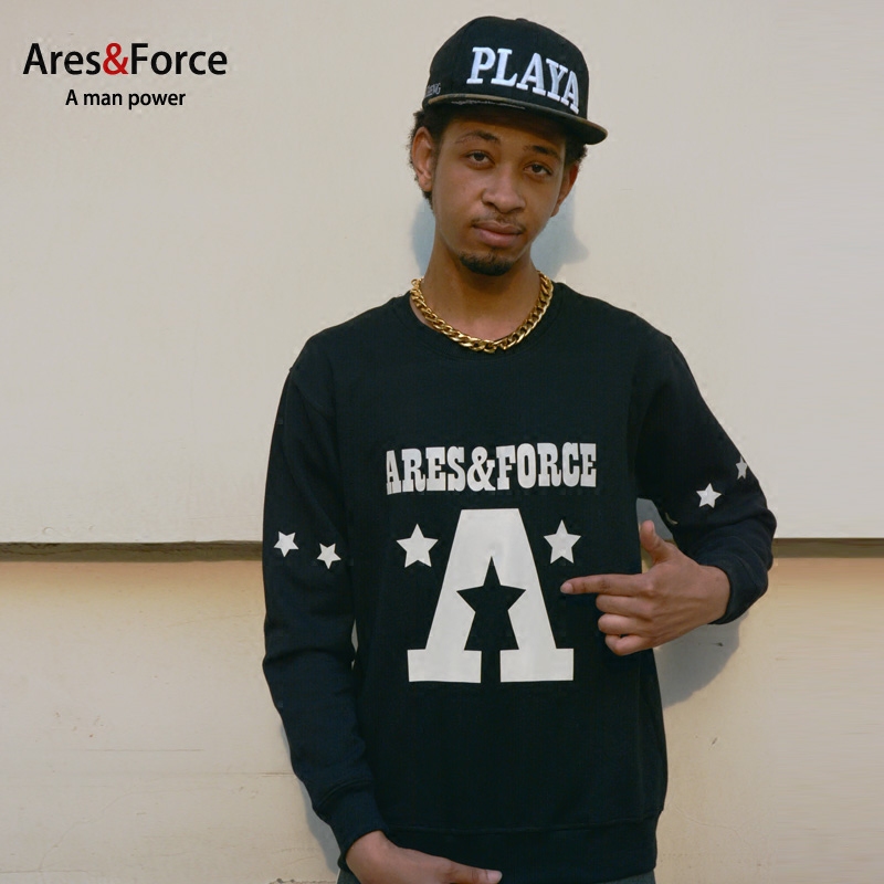 Ares & Force autumn winter new wave cards 3M reflective cover head casual blouse men's large size teenagers round collar casual clothing