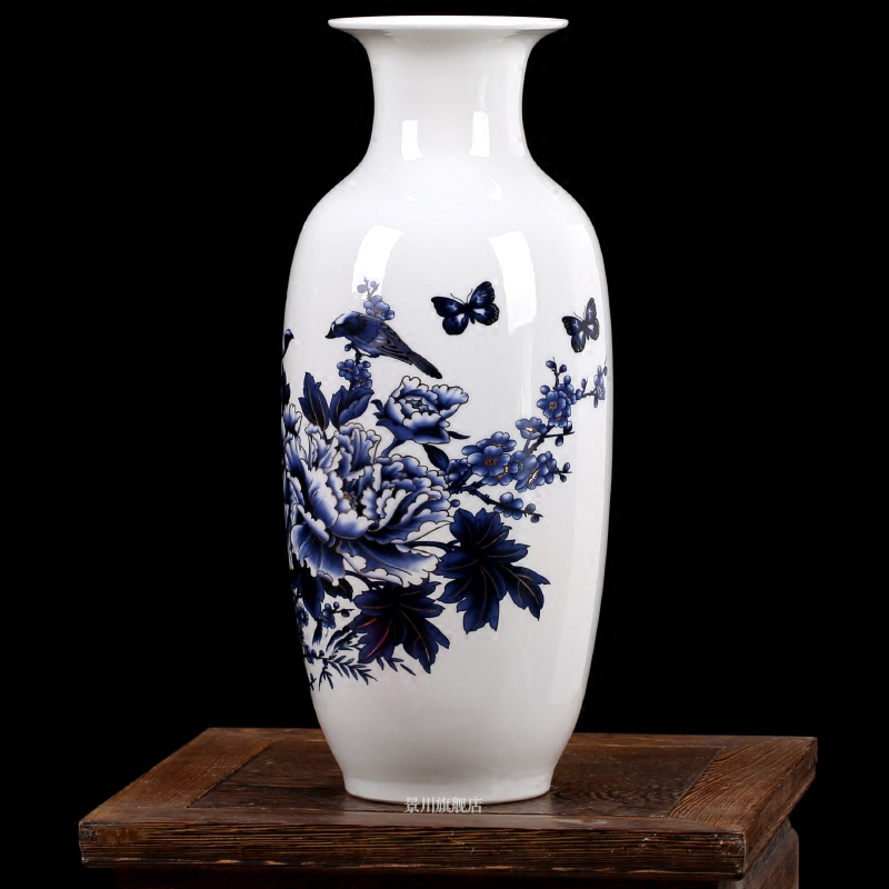 Jingdezhen ceramics blue gold, blue and white porcelain vase peony new home decoration porcelain mesa furnishing articles