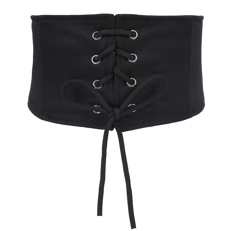 Extra Wide Black Lace-Up Women's Korean-Style Belt for Dresses, Decorative Shirts, Coats, Wide Waist Belt, Versatile and Trendy