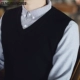 Áo len vai nam vest mùa thu không tay áo len vest màu rắn lỏng đầu v-cổ dệt kim cotton vest nam