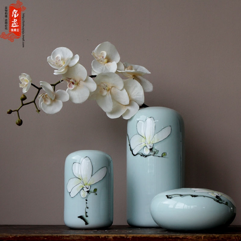 Jingdezhen ceramic vase furnishing articles dried flowers, flowers, flower arrangement sitting room porch between new Chinese style household decoration decoration plate