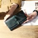 Literary Wallet Clutch Women's Long Retro Yellow Cowhide Leather Flip Multi-Card Slot Envelope Wallet