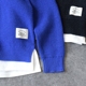 Shaoxia giả hai mảnh khâu cổ áo len áo len mùa thu và mùa đông Nhật Bản raglan tay áo retro blazer nam Kéo qua