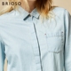 BRIOSO mùa thu mới denim sơ mi dài tay nữ rộng rãi Han Fan áo sinh viên hoang dã áo khoác nữ - Áo sơ mi dài tay áo sơ mi form rộng nữ Áo sơ mi dài tay