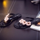 Mùa hè thời trang dép xỏ ngón nữ đế bệt hoa đế xuồng dày đế bệt dép crocs literide Dép