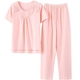 Quần tây nữ trung niên mùa hè ngắn tay cotton đồ ngủ nữ trung niên mẹ mùa hè mỏng phần nhà dịch vụ phù hợp bộ đồ ngủ lông cừu nữ  Giống cái