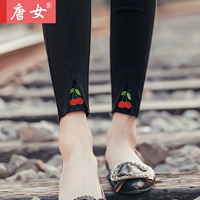 Mùa thu mặc quần legging nữ bó sát chân quần dài bút chì cỡ lớn cherry chân chín quần mỏng phần quần quần tây nữ ống suông lưng cao