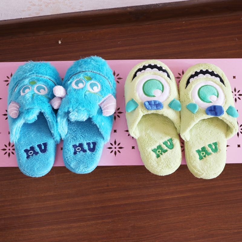 Cartoon Monster University Blue Monsters Big Eyes Baotou Plush Home Warm Cotton Slippers Floor Tug Lovers Slippers