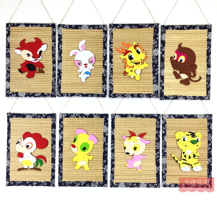 Kindergarten Hanging Accessories Hanging Accessories Classroom Corridor Environment Arrangement China Wind Creative Products Bamboo Chodiac Zodiac Unwoven Cloth