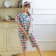 Bộ đồ ngủ bằng vải cotton dệt kim nữ mùa hè tay ngắn cotton hoạt hình mỏng đặt học sinh đồ bộ mặc nhà bằng vải thun Bộ Pajama