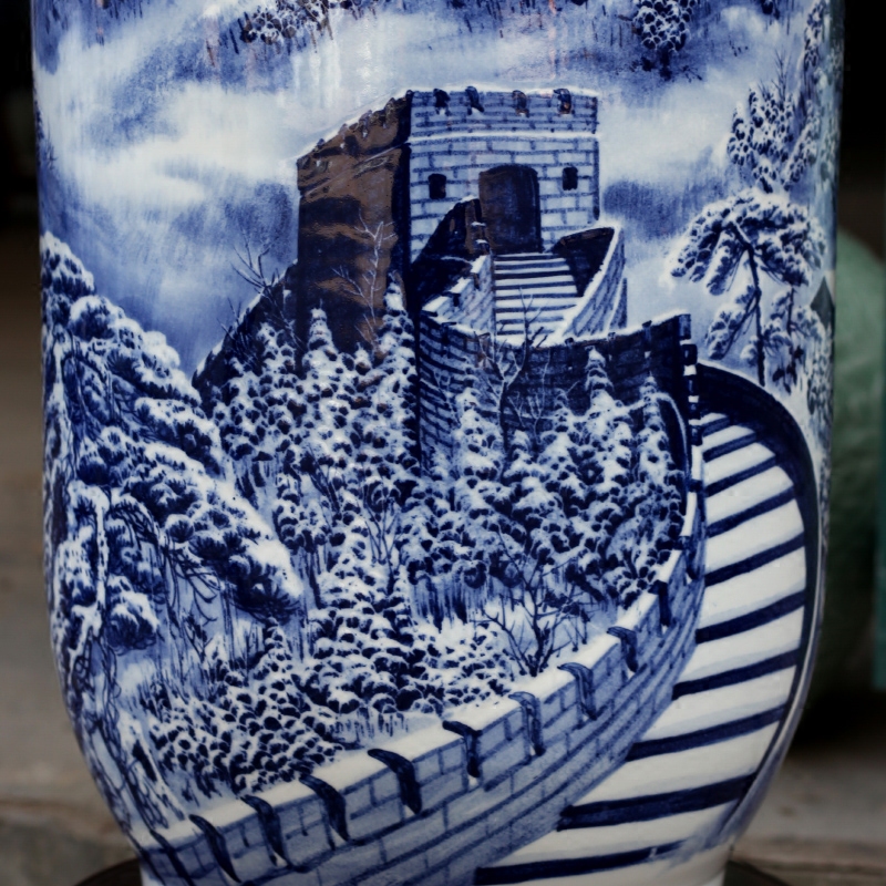 Blue and white porcelain hand - made wanli glory of jingdezhen ceramic vase home sitting room place study adornment to receive goods