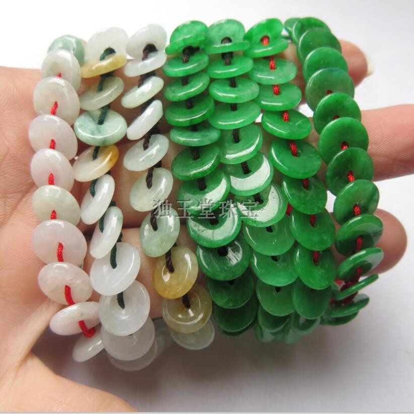 Emerald Handle Jade jewelry tricolor string dry Qing Qing String hand weaving money string safely button