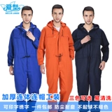 爱型 Утепленные комбинезоны, с капюшоном, с длинными рукавами, необрастающая и пылезащитная одежда для всего тела, износостойкая трудовая страховка для авторемонта и покраски распылением.