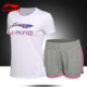 Li Ning thể thao phù hợp với nữ 2018 mùa hè mới chạy quần áo thể thao ngắn tay T-Shirt thể thao quần short hai mảnh quần áo thể thao nam mùa đông Thể thao sau
