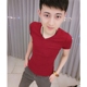Mùa hè 2017 phiên bản Hàn Quốc đơn giản với áo sơ mi tay ngắn tay hoang dã V-cotton cotton trắng tinh khiết xu hướng tay ngắn áo thun nam cotton Áo phông ngắn