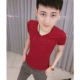 Mùa hè 2017 phiên bản Hàn Quốc đơn giản với áo sơ mi tay ngắn tay hoang dã V-cotton cotton trắng tinh khiết xu hướng tay ngắn áo thun polo nam Áo phông ngắn
