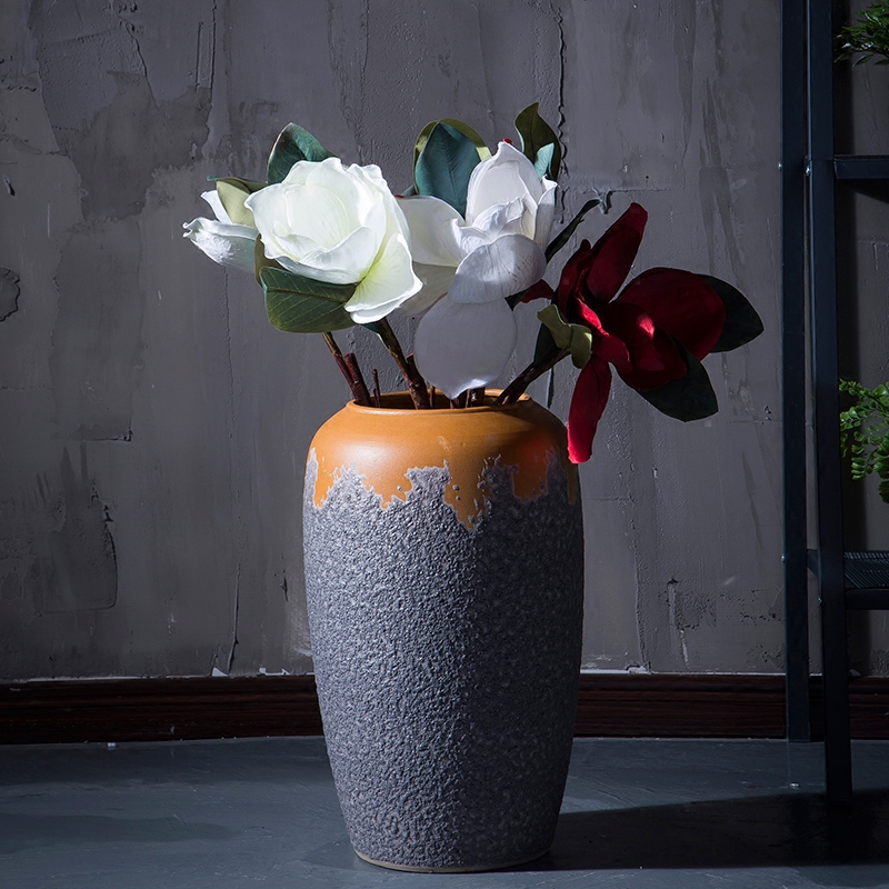 Modern industrial wind restoring ancient ways of jingdezhen ceramic club hotel furnishing articles sitting room window flower arrangement of large vase