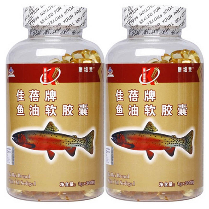 康纽莱 佳蓓牌鱼油软胶囊 1g/粒*300粒*2瓶套餐