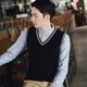 Áo len nam mùa thu và tay áo len cổ chữ V áo len cổ lọ vest phiên bản Hàn Quốc của xu hướng vest tóc công sở áo cardigan nam Dệt kim Vest