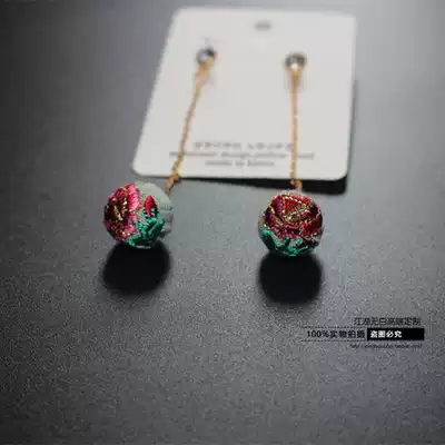 Jianghu without white ethnic style Korean rhinestone embroidery five-pointed star hypoallergenic earrings Joker earrings Joker earrings