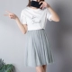 Loose size lớn eo cao đáy váy nữ bên trong màu rắn khâu váy lưới chất béo MM đầm dún eo Váy eo cao