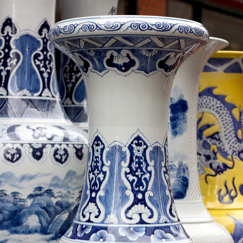 Jingdezhen blue and white porcelain painting landscape painting ceramic sitting room of large vase household furnishing articles ornaments store hall