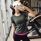 Quần short thể dục cổ tròn nữ áo thể thao ngắn tay chạy áo thun nhanh khô nửa quần áo yoga co giãn mùa hè bó sát áo thun thể thao nữ Áo phông thể thao