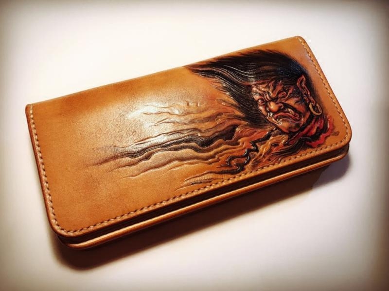 Bone-giving handmade-leather art series-customized hand-carved Pluto long wallet
