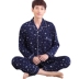 Mens đồ ngủ dài tay áo bông mùa xuân mùa thu cha trẻ trung niên mens cỡ lớn đồng phục nhà cardigan bộ mùa đông. 