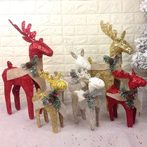 Christmas Decorations Handicraft Elk Deer Hemp Cloth Christmas Deer Swing at the mall Bar Large Scene Placement Supplies