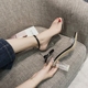 Han 2018 hè mới khóa trong suốt với sandal dày và hở ngón nữ pha lê với đôi giày cao gót có khí chất dép bitis nữ Sandal