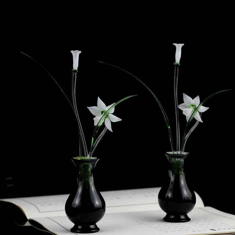 High-grade gift glazed orchid lotus flower arrangement for Buddha bodhisattva art home accessories temple flower living room vase