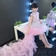 Cô gái trang phục piano hoa cô gái sinh nhật buổi tối ăn mặc màu hồng trẻ em váy công chúa váy catwalk dài mùa thu - Váy trẻ em quần áo trẻ sơ sinh Váy trẻ em
