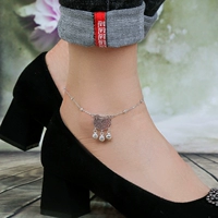 New sterling bạc cuộc sống lâu dài khóa chuông vòng chân nữ 999 hạt vận chuyển Xiangyun khóa chân retro chuỗi mắt cá chân chuỗi vòng chân phong cách tây âu