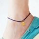 Bụi đỏ vòng chân nam nữ dây đỏ hạt vàng ác linh hồn nhỏ chống bạc sterling đường qua cát vàng đơn giản gợi cảm đôi chân chuỗi