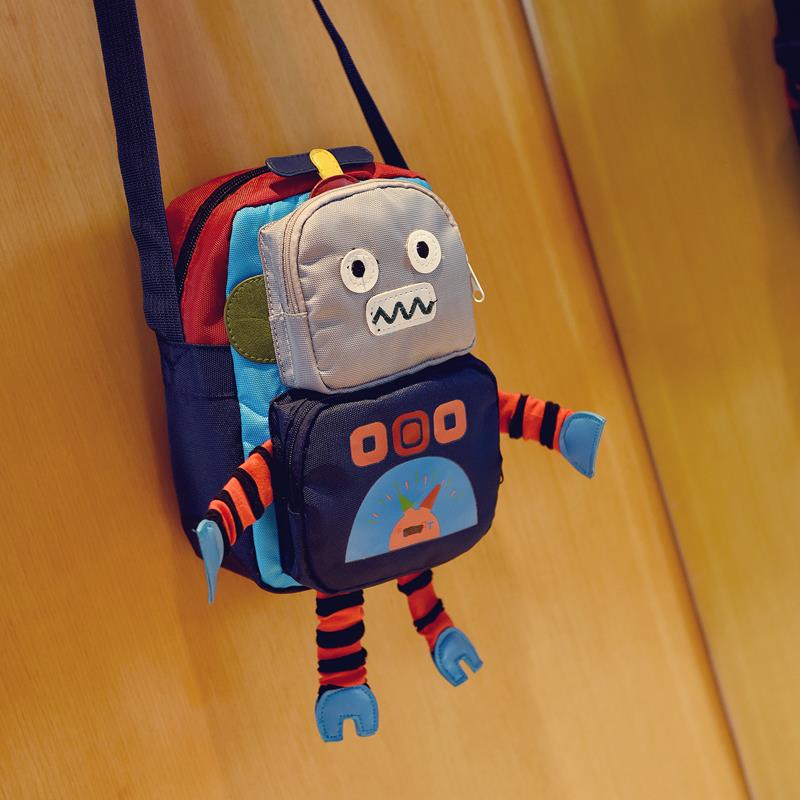 Childrens Bag Slant Bag Tide Thời trang Boy Toddler nhỏ Bag Hàn Quốc New Robot Baby.