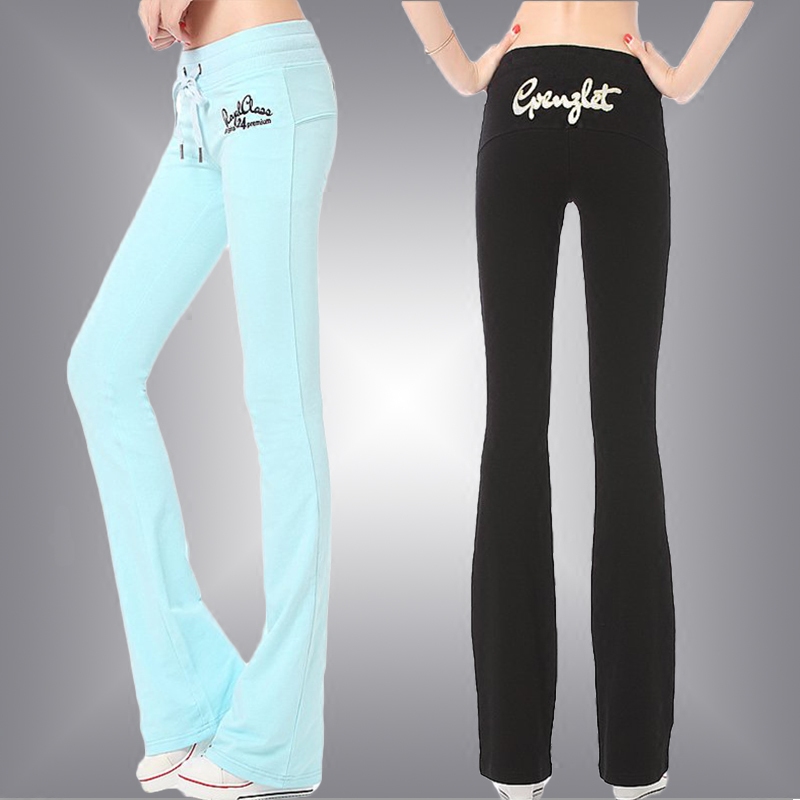 Spring and autumn pure cotton sports casual trousers women's autumn style fashion slim middle and low waist running yoga stretch micro boot pants