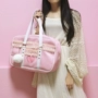 Trà sữa gấu * cô gái trái tim siêu dễ thương túi hành lý túi du lịch organza lá sen pu công suất lớn jk đồng phục túi túi du lịch thể thao