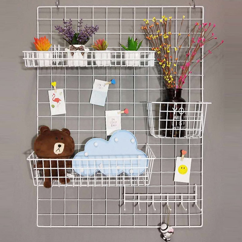 Online Red Shop Decorated Teenage Girl Rooms Decorations Ins Nordic Iron Art Grid Photo Wall Office University Student Dorm-Taobao