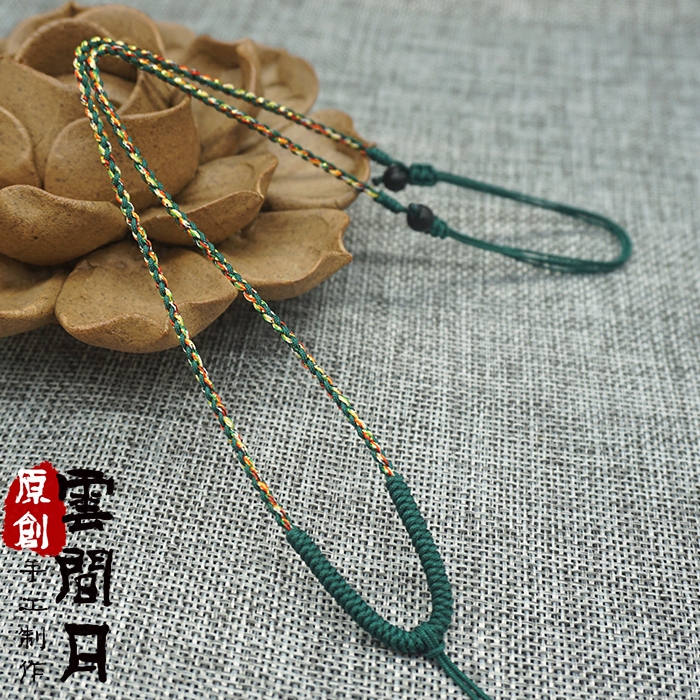 Hand knitting high - grade jade necklace jade necklace gold colorful rope - rope male and female red rope